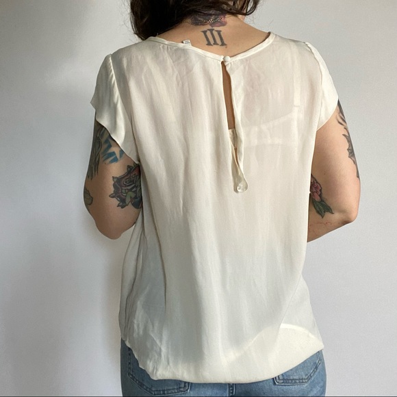 JOIE Silk Rancher Top Ivory Cream Medium - Picture 5 of 11